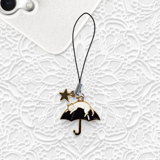 White Sleeping Cat Charm
