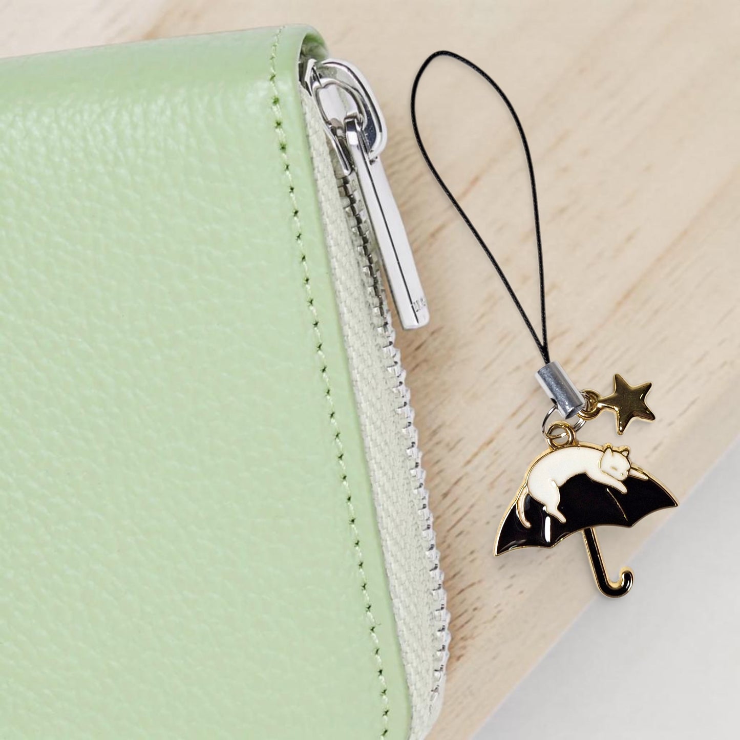 White Sleeping Cat Charm