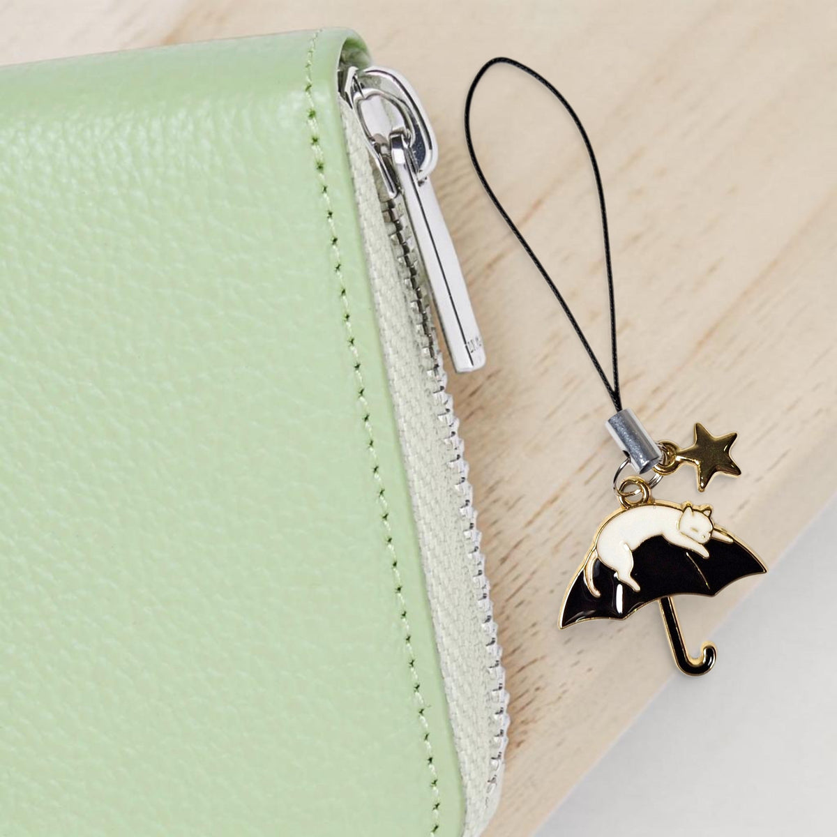 White Sleeping Cat Charm