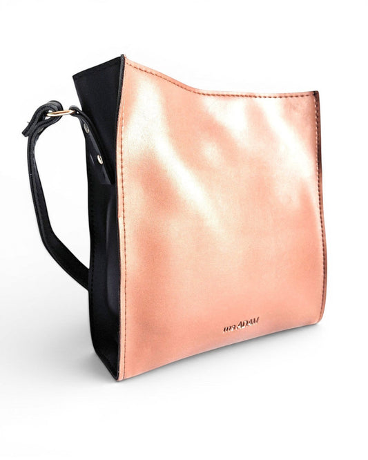 ms ADAM brown faux leather bucket shoulder bag with adjustable strap and zip closure, two compartments.