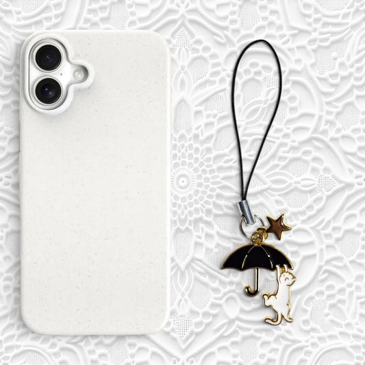 White Cat Umbrella Charm