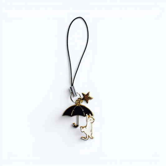 White Cat Umbrella Charm