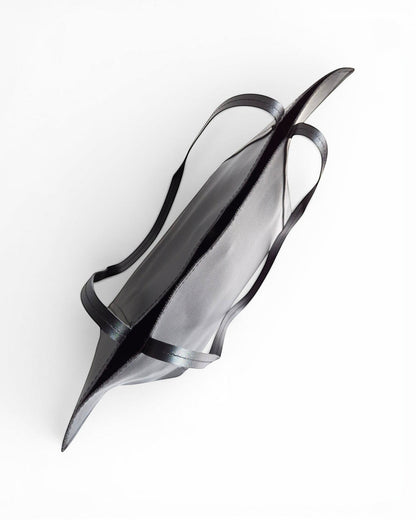 ms ADAM Go Easy black faux leather tote bag with shoulder straps and magnetic snap closure.
