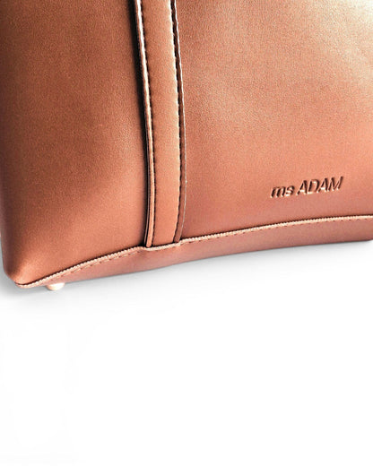 ms ADAM brown faux leather tote bag with shoulder straps and zip closure, perfect for 9 to 5.